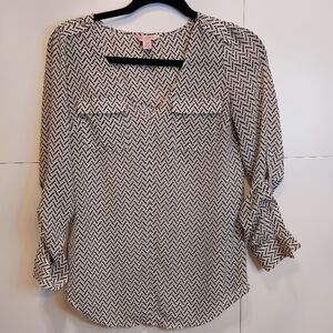 Candies Black and White V neck Blouse